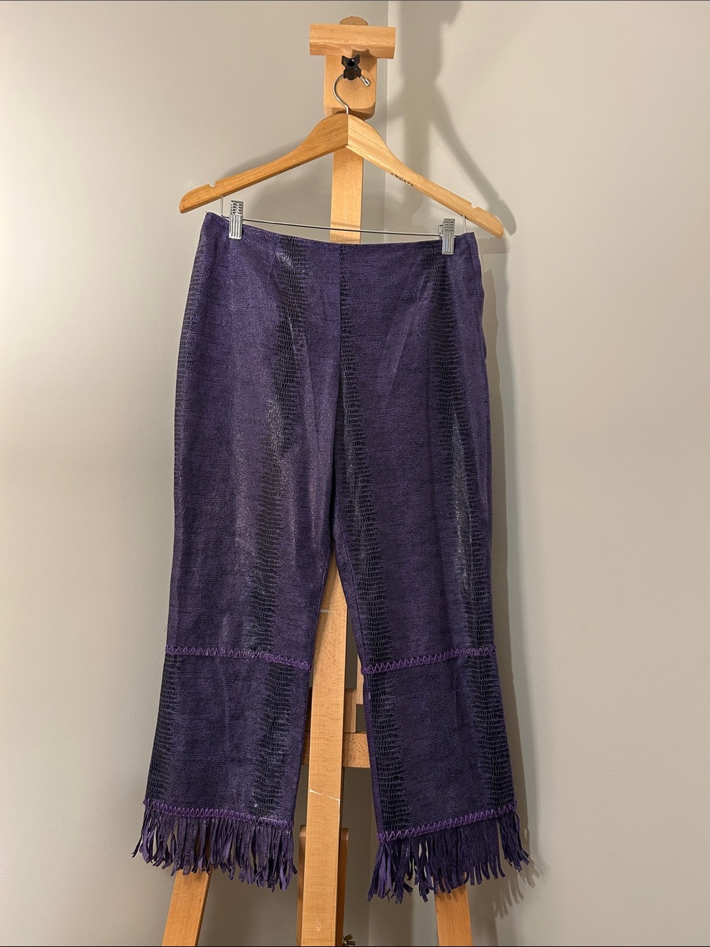 Y2K VINTAGE | Groggy Rave Pants with Snakeprint & Fringe | Small/Medium